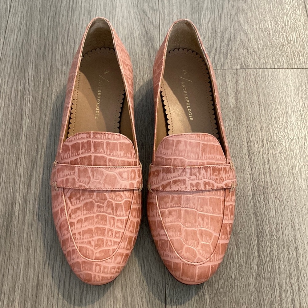 Anthropologie pink loafers